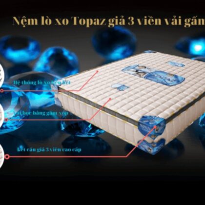 Nệm lò xo topaz giả 3 viền vải gấm