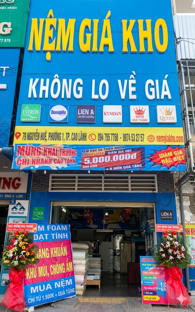Cửa hàng nệm Kim Cương Cao Lãnh