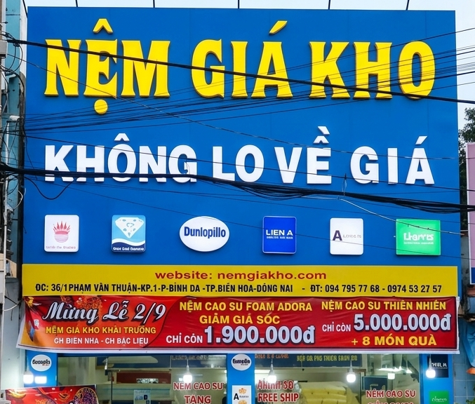 Khai trương showroom nệm giá kho 2 tại Biên Hòa