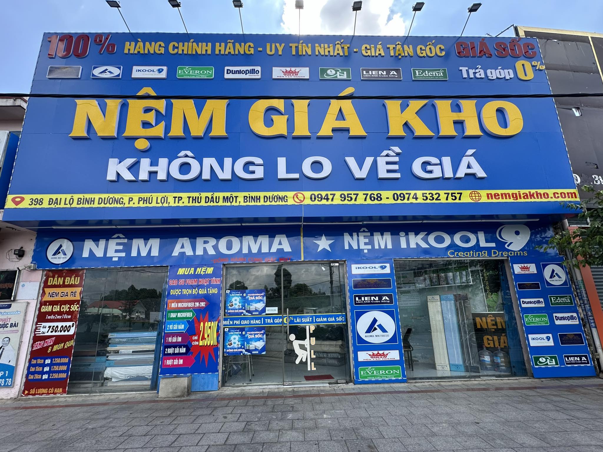 cửa hàng bán nệm lò xo kim cương tại Bình Dương