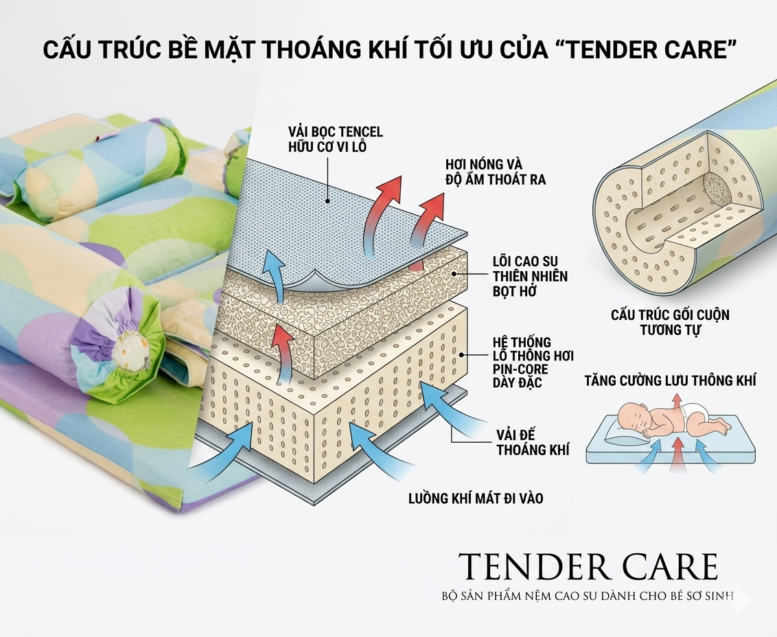 Nệm cao su em bé Vạn Thành Tender Care