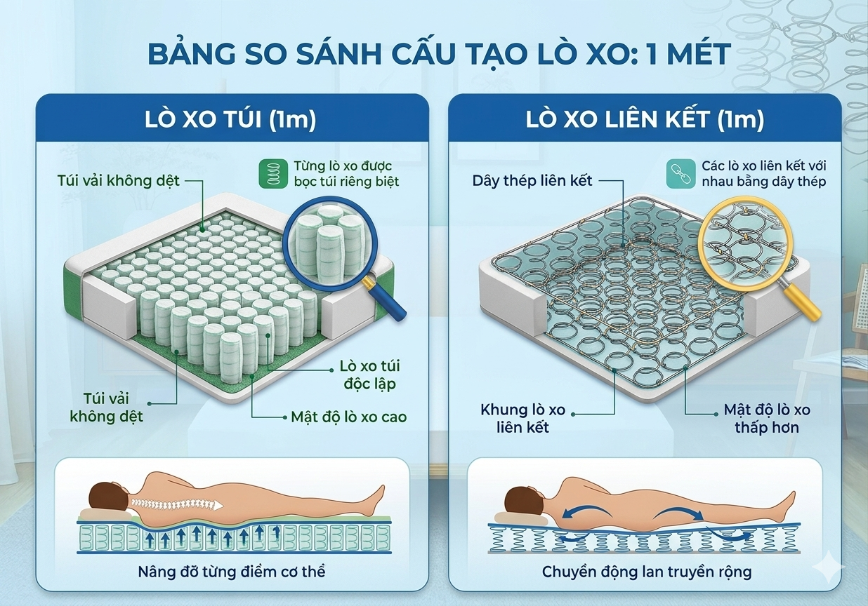 nệm lò xo 1m