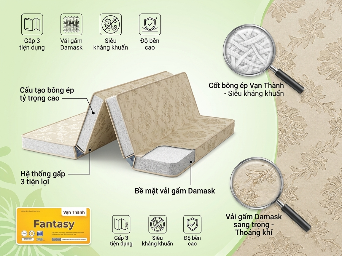 Nơi bán nệm bông ép Vạn Thành 1m4
