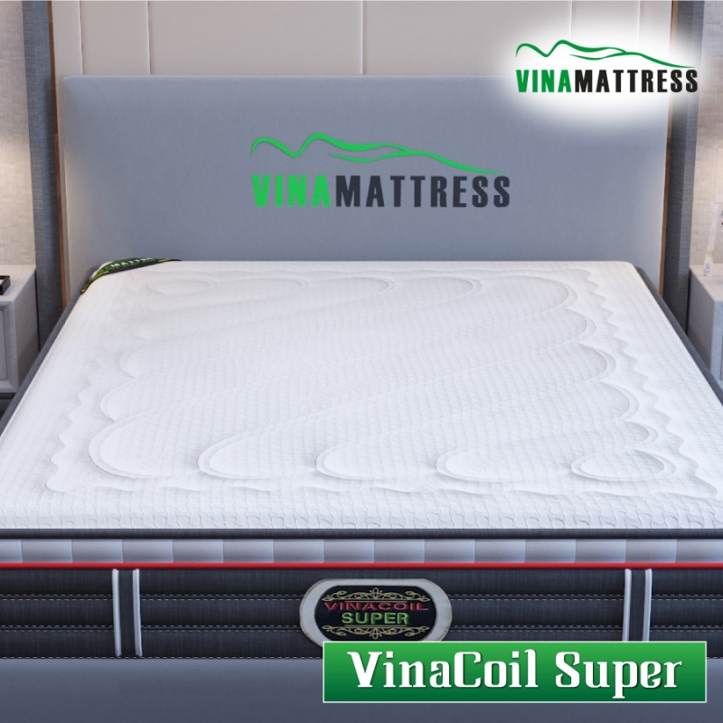 Nệm lò xo Vina mattress coil super 2 viền cối trụ vải gấm xốp