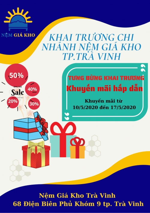 Khai trương Cửa hàng Nệm Giá Kho Tp. Trà Vinh