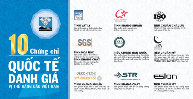Nệm Happy Gold cao su Kim Cương 14 Chứng chỉ Nệm cao su Kim Cương