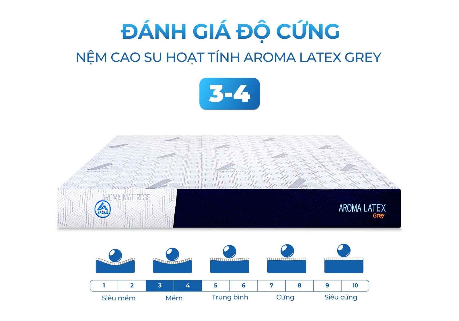 Nệm cao su Aroma Grey 17 Nệm cao su hoạt tính Aroma Grey