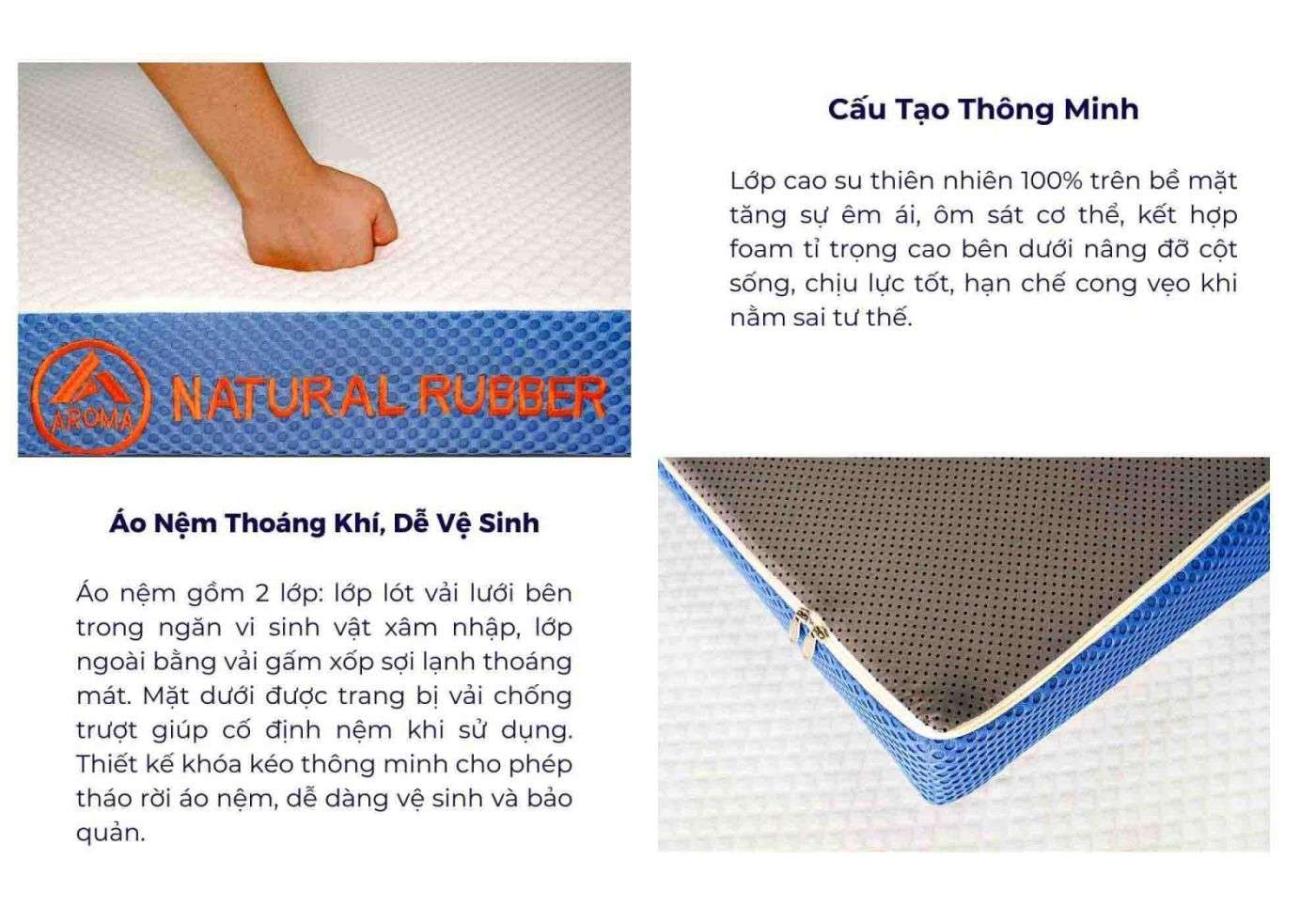 Nệm cao su liên kết Aroma Natural rubber 17 Nệm cao su liên kết Natural rubber