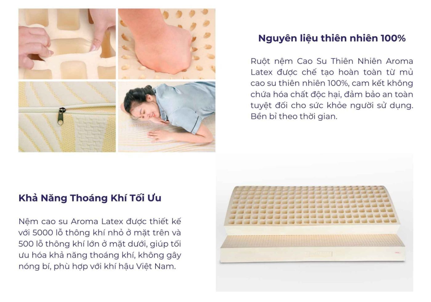 Nệm cao su thiên nhiên Aroma Latex 17 Nệm cao su thiên nhiên Aroma Latex (tên cũ Adora)