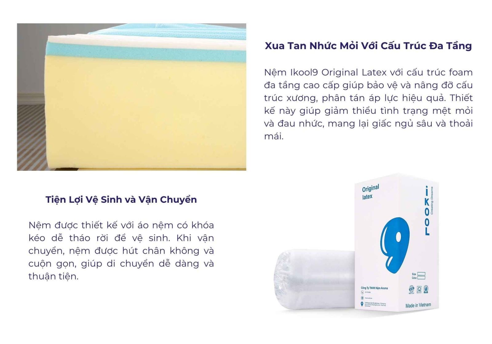 Nệm Foam Ikool9 Original Latex 18 Nệm Foam Ikool9 Original Latex