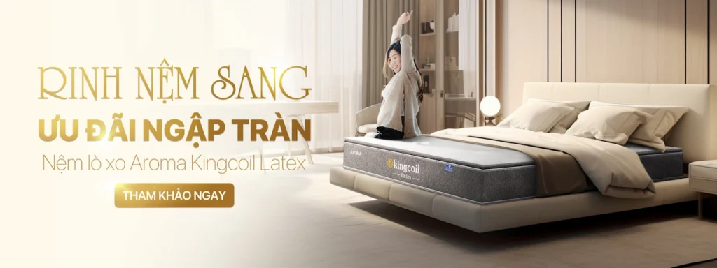 Cửa hàng Nệm giá kho Cần Thơ giao tận nơi 104 nem lo xo aroma kingcoil latex