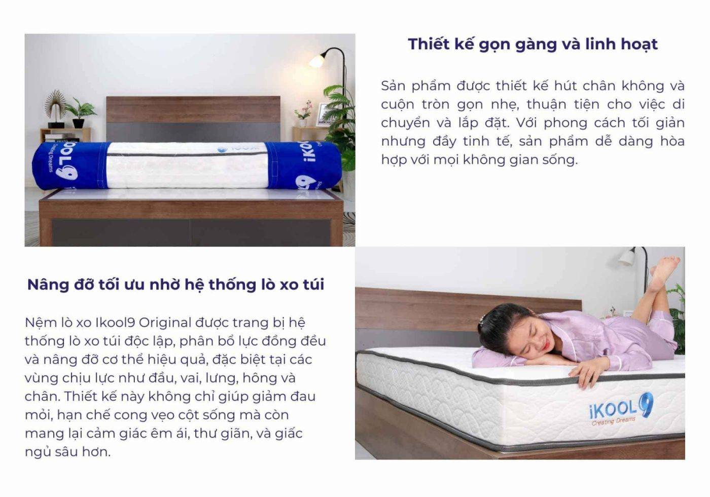 Nệm lò xo túi cuộn IKool9 Original 15 Nệm lò xo túi cuộn IKool9 Original