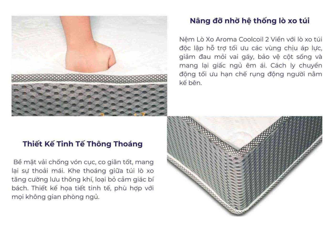 Nệm lò xo túi độc lập Aroma Cool Coil 2 viền 11 Nệm lò xo túi độc lập Aroma Cool Coil 2 viền
