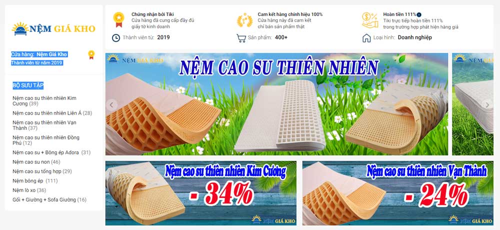 mua nệm bông ép tiki giá rẻ