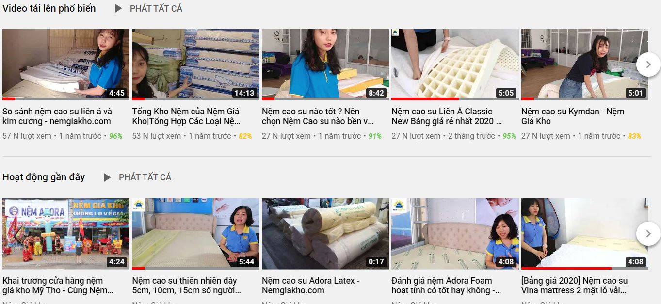 Giới Thiệu 5 Kênh Youtube Nệm Giá Kho