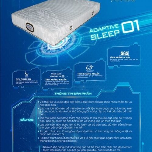 Bảng giá nệm Mousse 3 Tầng Adaptive Sleep 01.