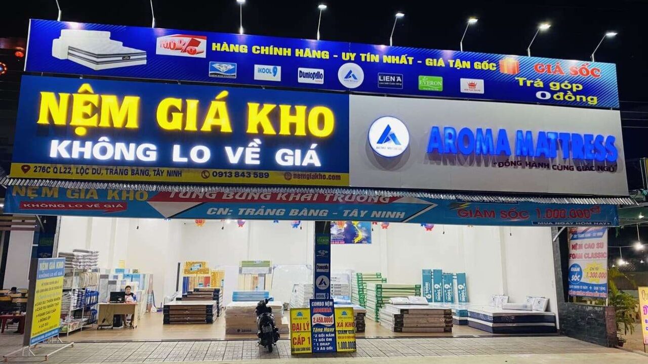 Khai trương showroom nệm giá kho Trảng Bàng Tây Ninh